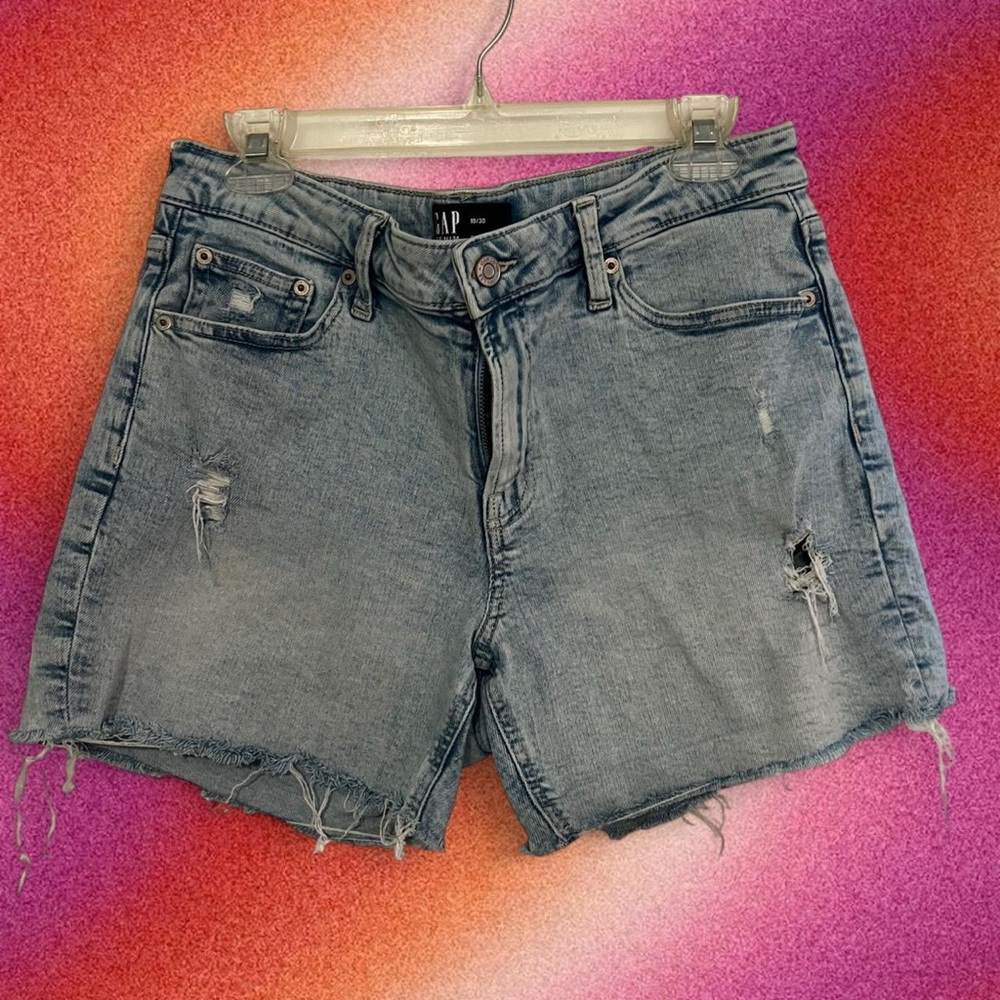 GAP Women's Light Blue Distressed Jean Shorts